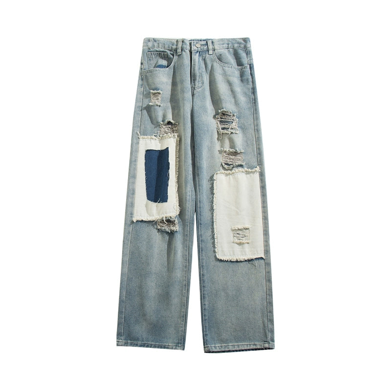 アメリカンストリート パッチワークデニム|ワイドジーンズ(MF291)