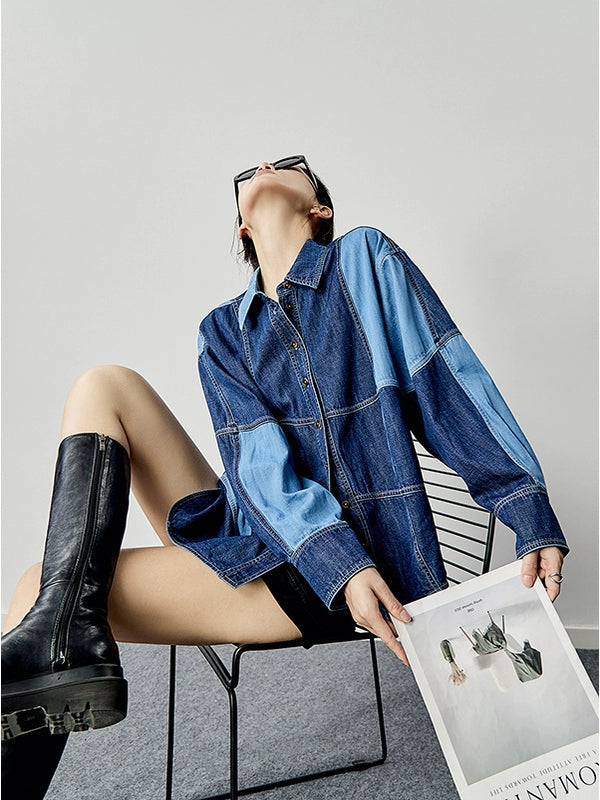 デニム切替シャツジャケット|ヴィンテージ(CZ063)