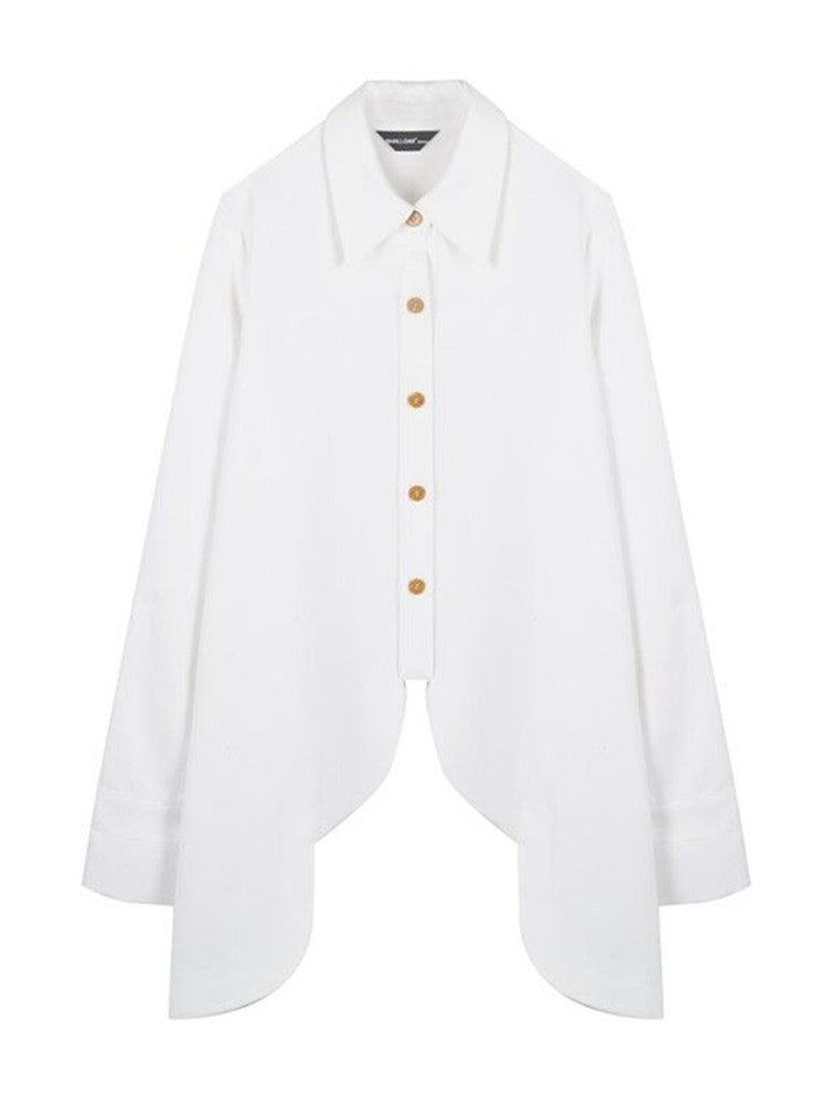 ウェーブデザイン フレンチルーズ 白シャツ(AVN029)