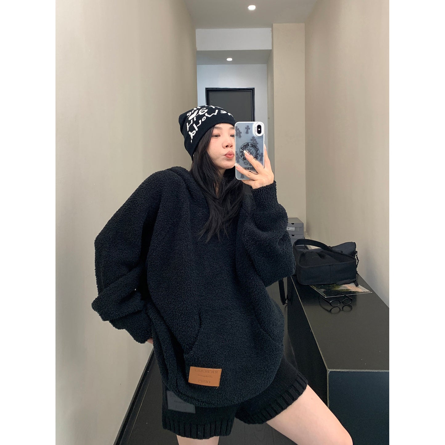 ソフトニット 加厚 オーバーサイズ フーディニット(AVN065)