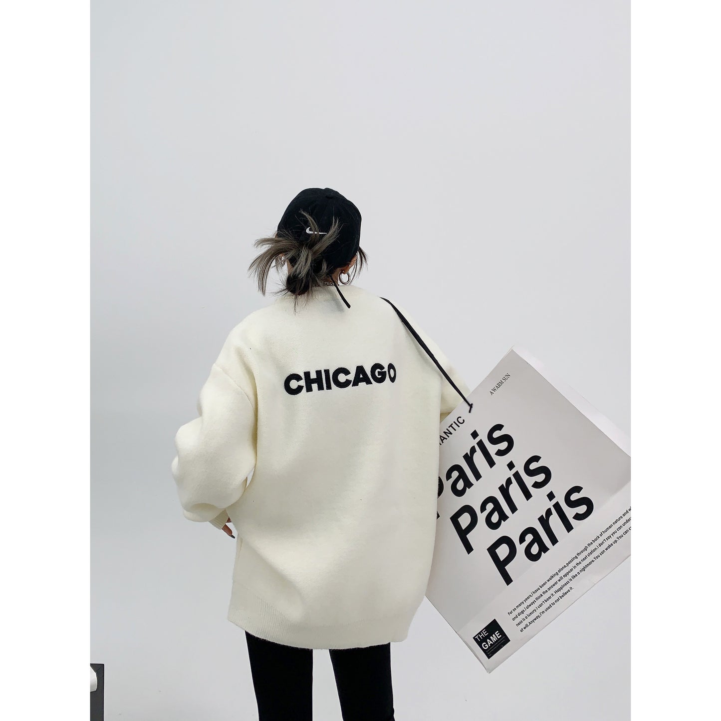CHICAGO刺繍 重磅オーバーサイズニット(厚手)(AVN055)