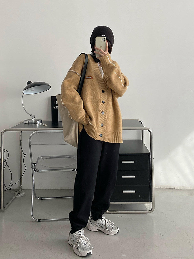 Vネック ニットカーディガン 開衫(AVN073)