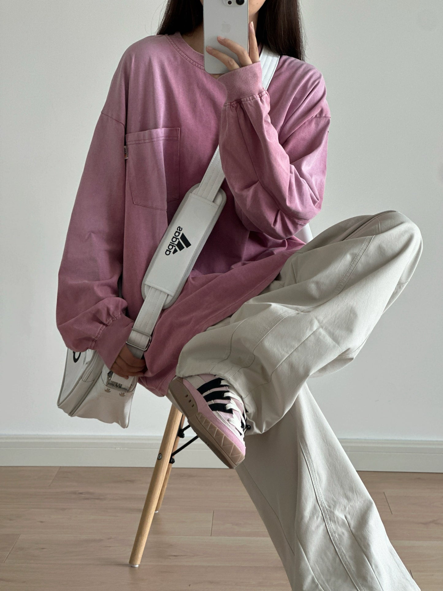 ウォッシュドロングスリーブTシャツ|ヴィンテージ色落ちトップス(CZ029)