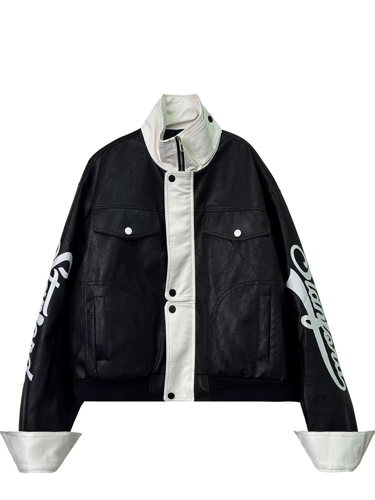 MPUレザー立ち襟ヒップホップジャケット(AVN011)