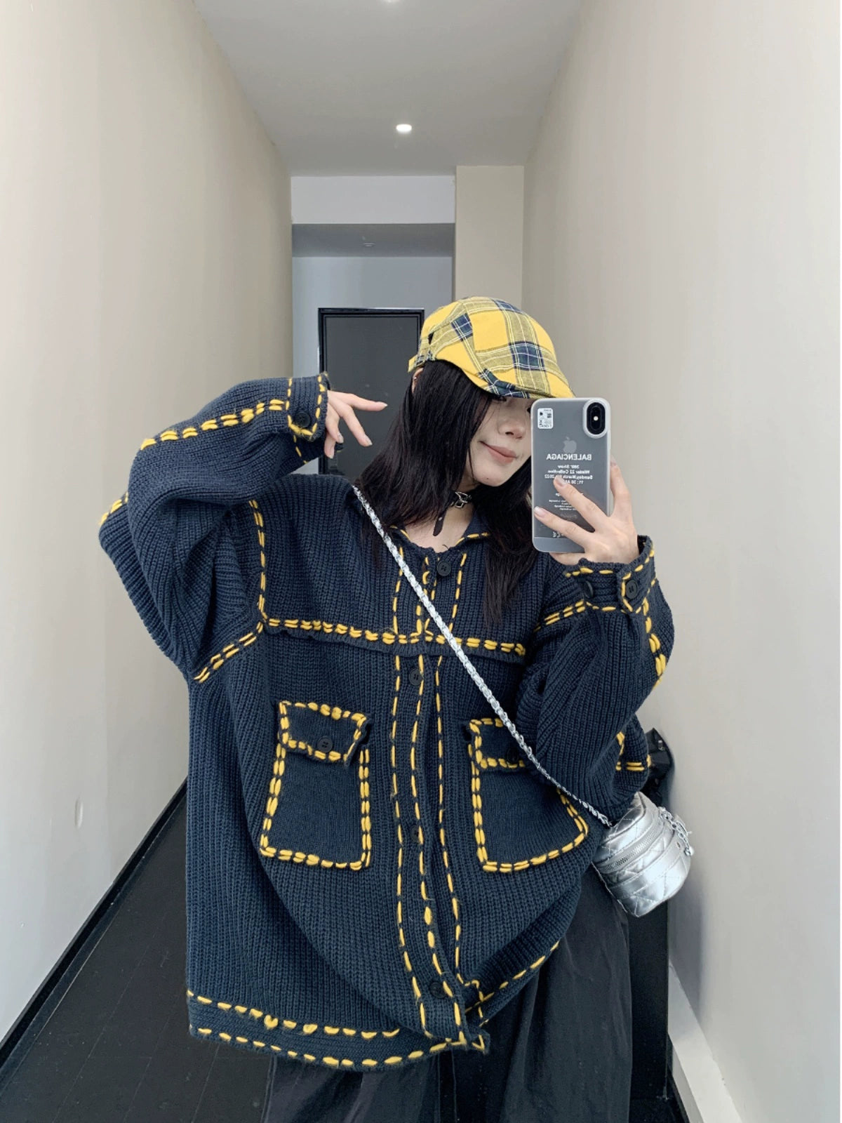 ヴィンテージハンドステッチ風ニットジャケット(MF295)