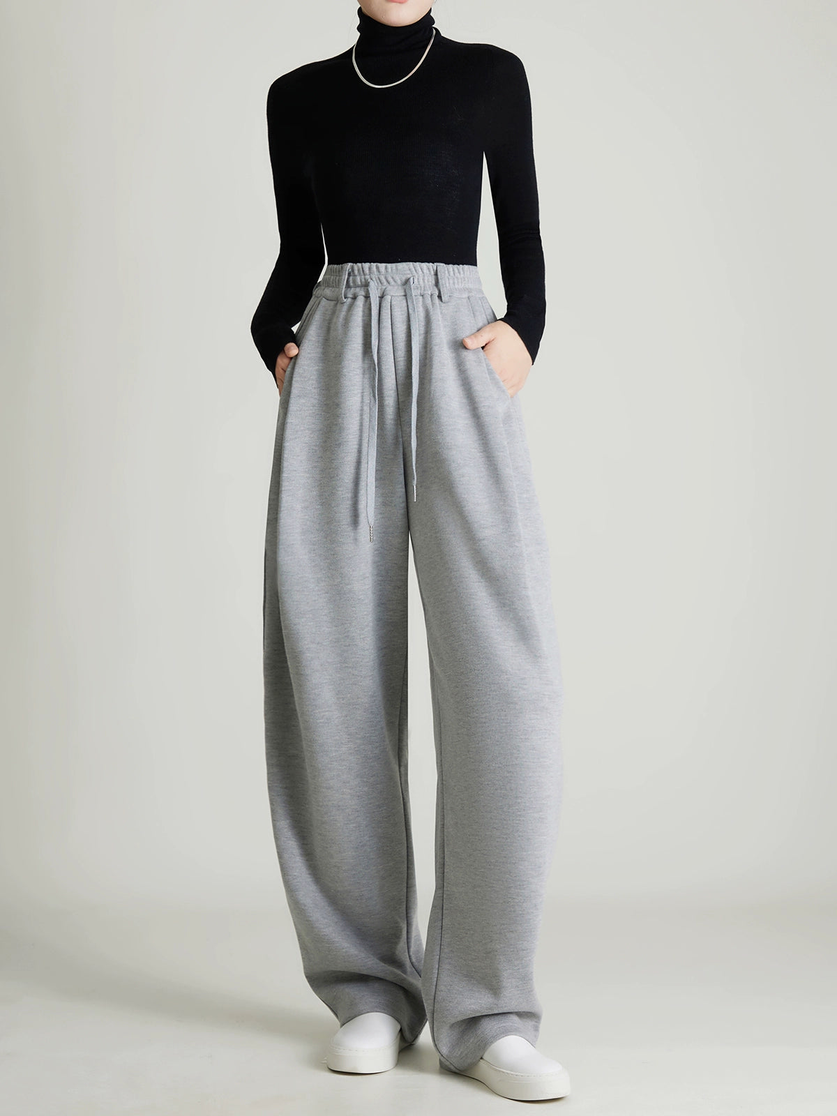 バナナシルエットパンツ｜裏起毛 加厚スウェット風ワイド(CZ356)