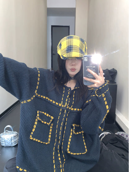 ヴィンテージハンドステッチ風ニットジャケット(MF295)