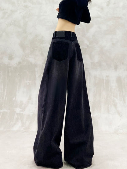 レースポケット切替デニムワイドパンツ｜ストリートモード(HU287)