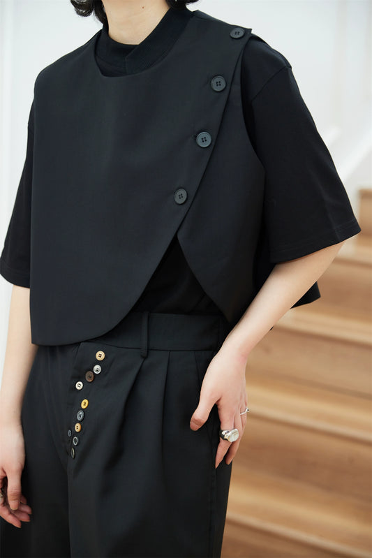 アシンメトリーデザインベスト｜ショートベスト（HU301）