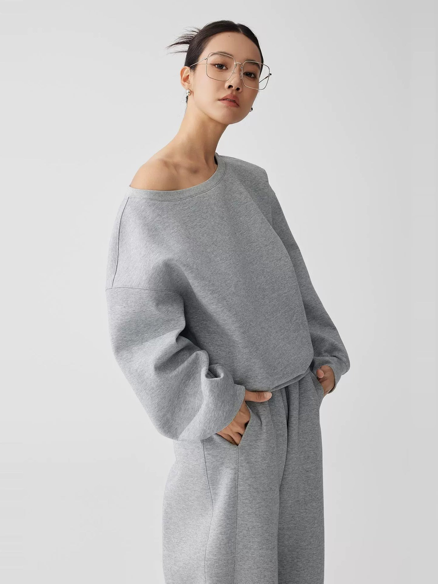 斜めワンショルダー×ストレートスウェット 上下別売り(HU004)