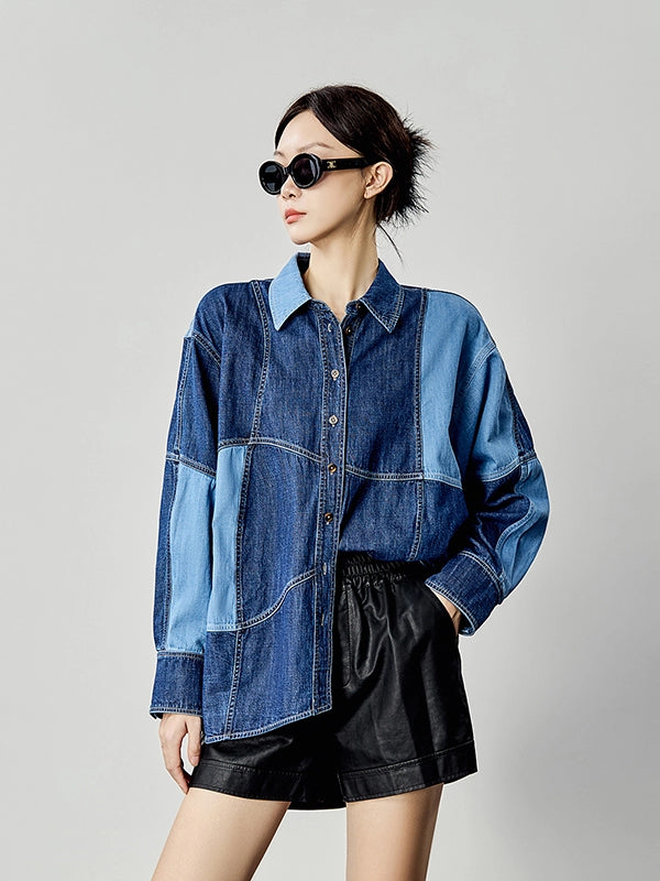 デニム切替シャツジャケット｜ヴィンテージ（CZ063）