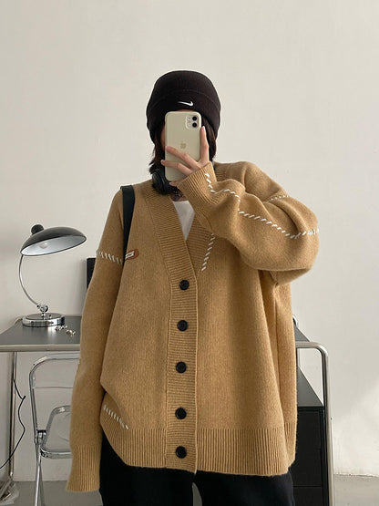 Vネック ニットカーディガン 開衫（AVN073）