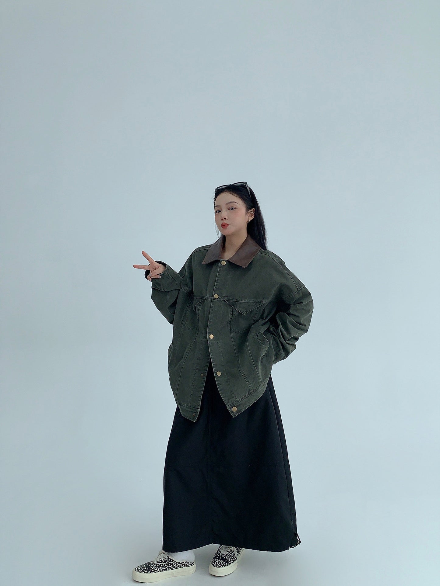 バイカラー襟 ヴィンテージ風デニムジャケット（AVN076）