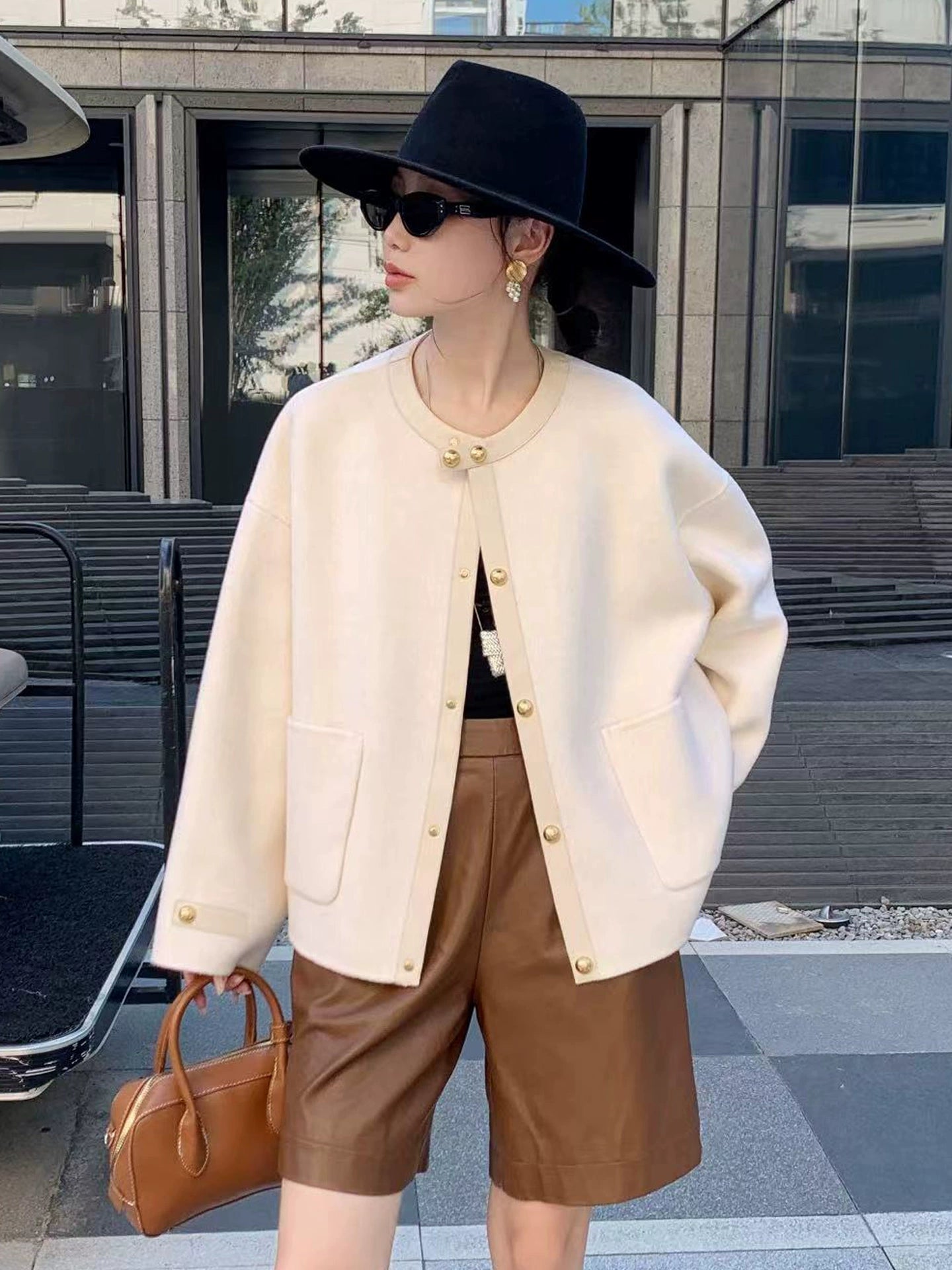 ラウンドネックショートコート（HU926）