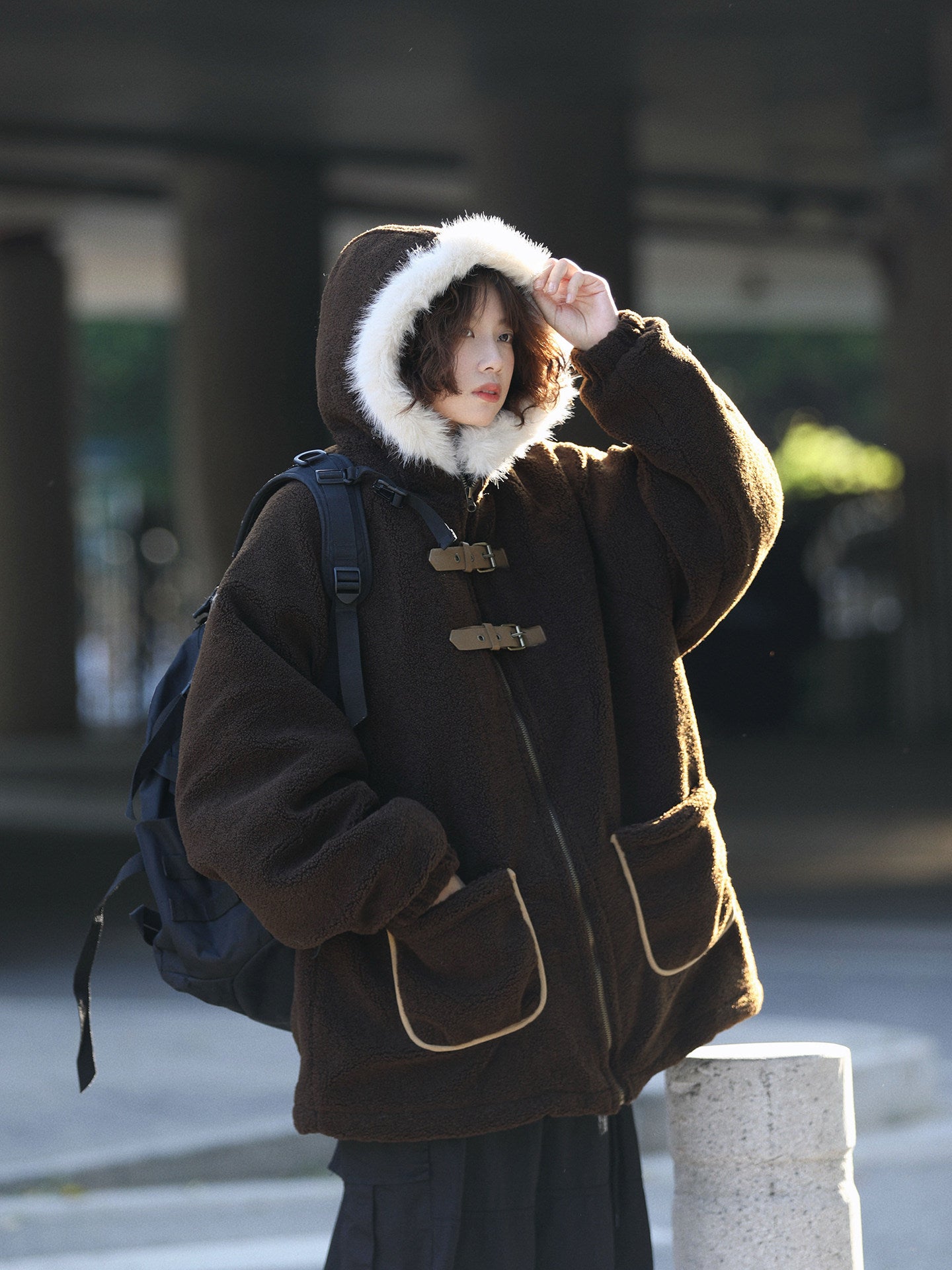 冬の羊ボアフードジャケット（CZ370）