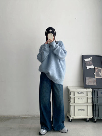 ライトタッチ オーバーサイズ クルーネックニット（AVN040）