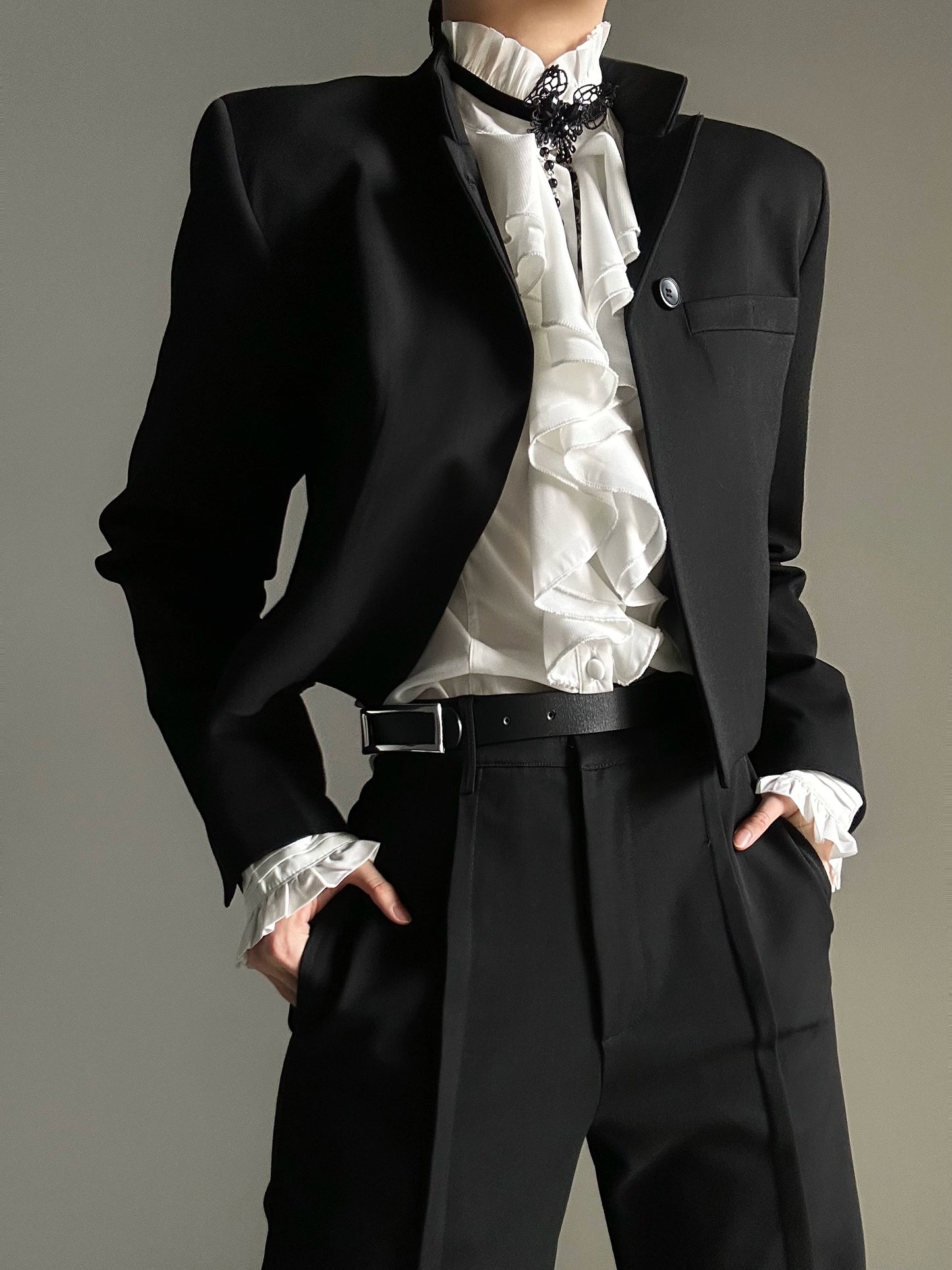 黒ショートテーラードジャケット(CZ194)