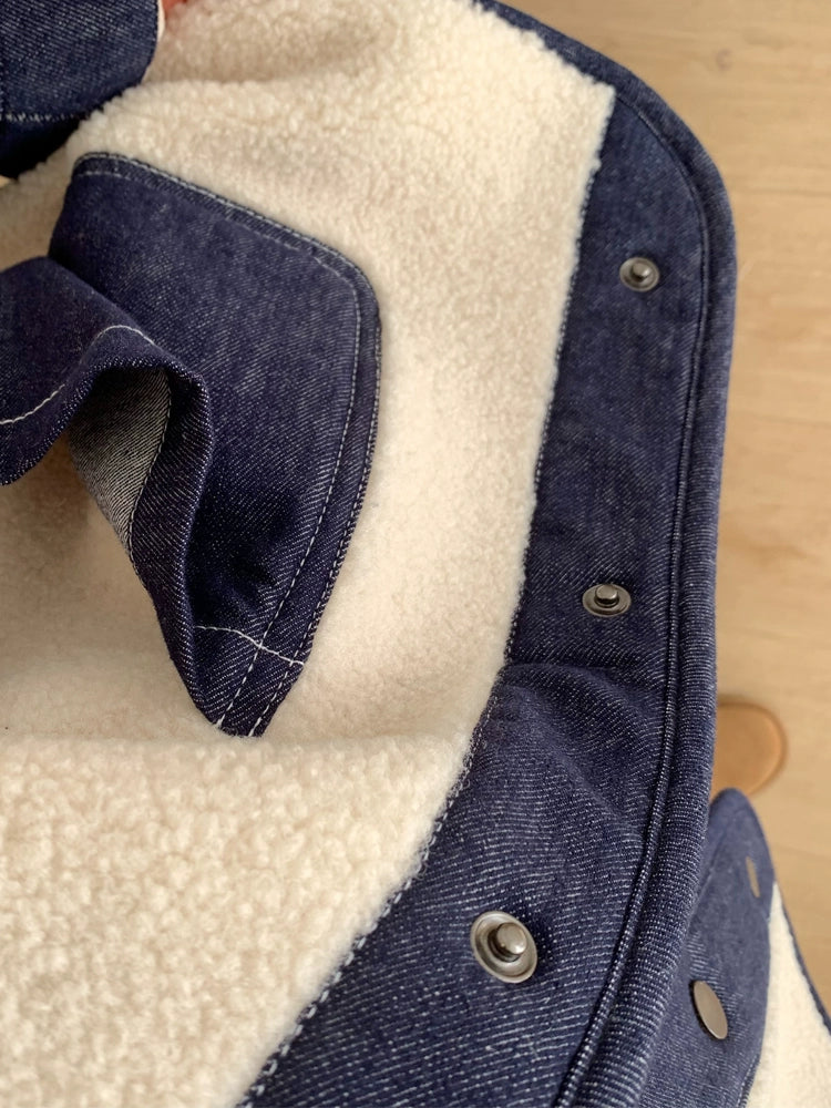 切り替えボアブルゾン｜もこもこジャケット（HU288）