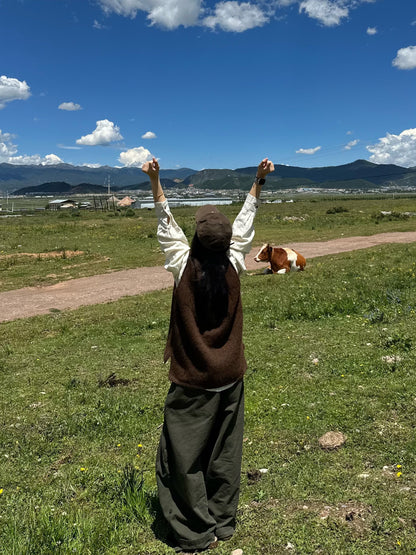 日系レトロ・羊毛混ニットベスト（AVN005）