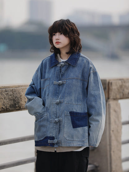 春秋デニム×盤扣チャイナジャケット（CAJ009）