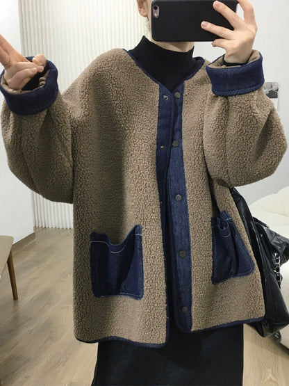 切り替えボアブルゾン｜もこもこジャケット（HU288）