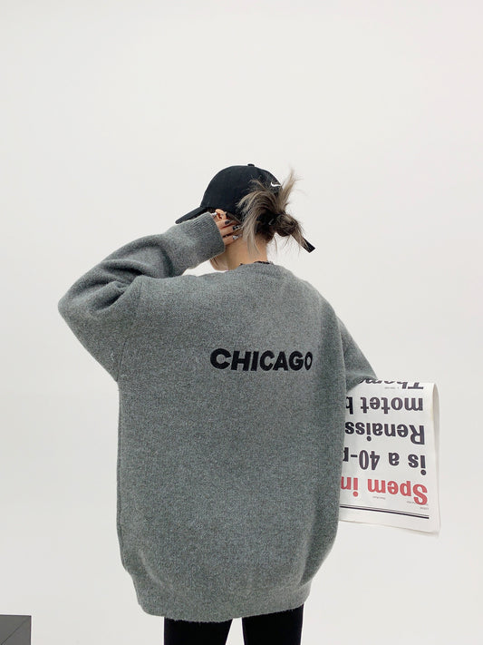 CHICAGO刺繍 重磅オーバーサイズニット（厚手）（AVN055）