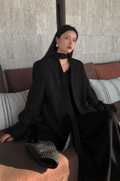 高級感ブラックテーラードジャケット(MF287)