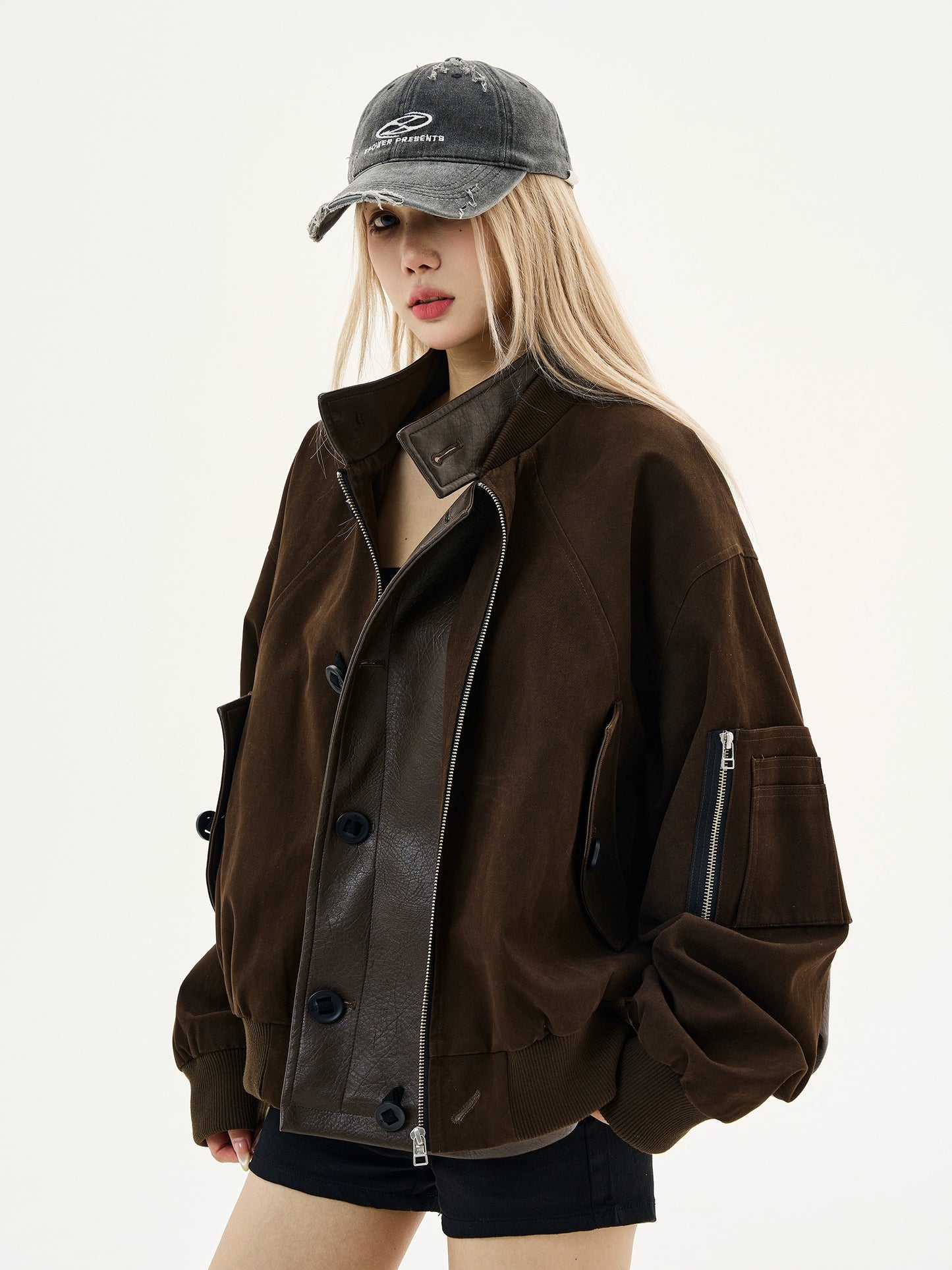 アメリカンレトロヘビーウェイトレザー切替ジャケット(HU595)