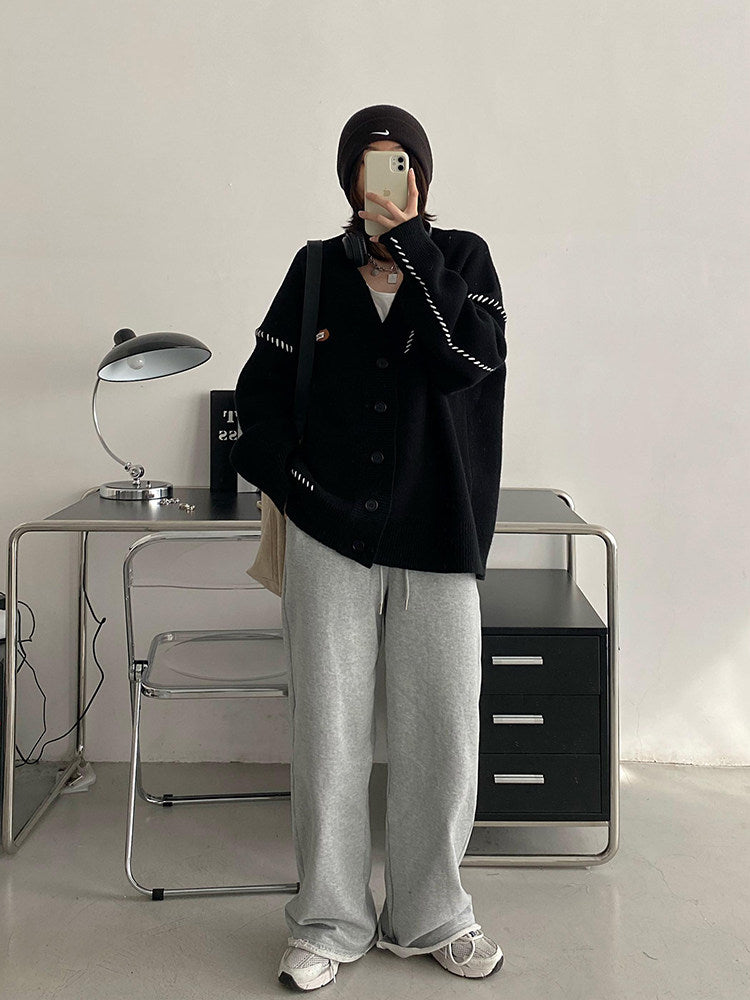 Vネック ニットカーディガン 開衫（AVN073）