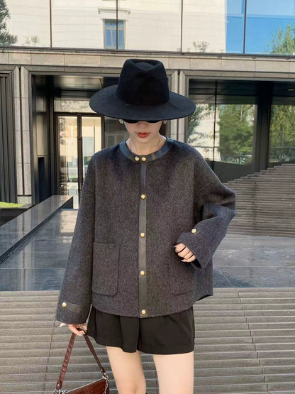 ラウンドネックショートコート（HU926）