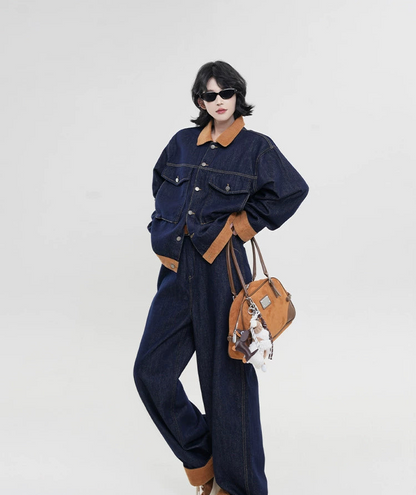 ツートーンデニムジャケット・パンツ｜韓系ヴィンテージスタイル（CZ109）