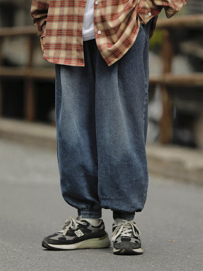 日系ゆるシルエット・ドローストリングデニムパンツ（HU171）