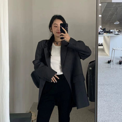 開きスリットデザインブラックジャケット(CZ193)