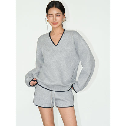 Vネックカラートリムスウェット(CZ363)