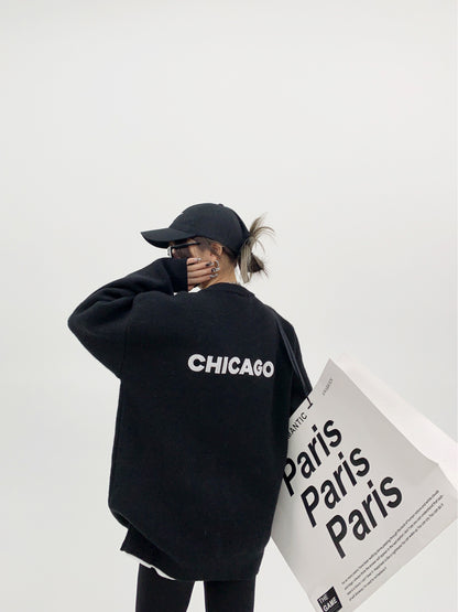 CHICAGO刺繍 重磅オーバーサイズニット（厚手）（AVN055）