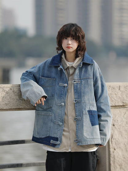 春秋デニム×盤扣チャイナジャケット（CAJ009）