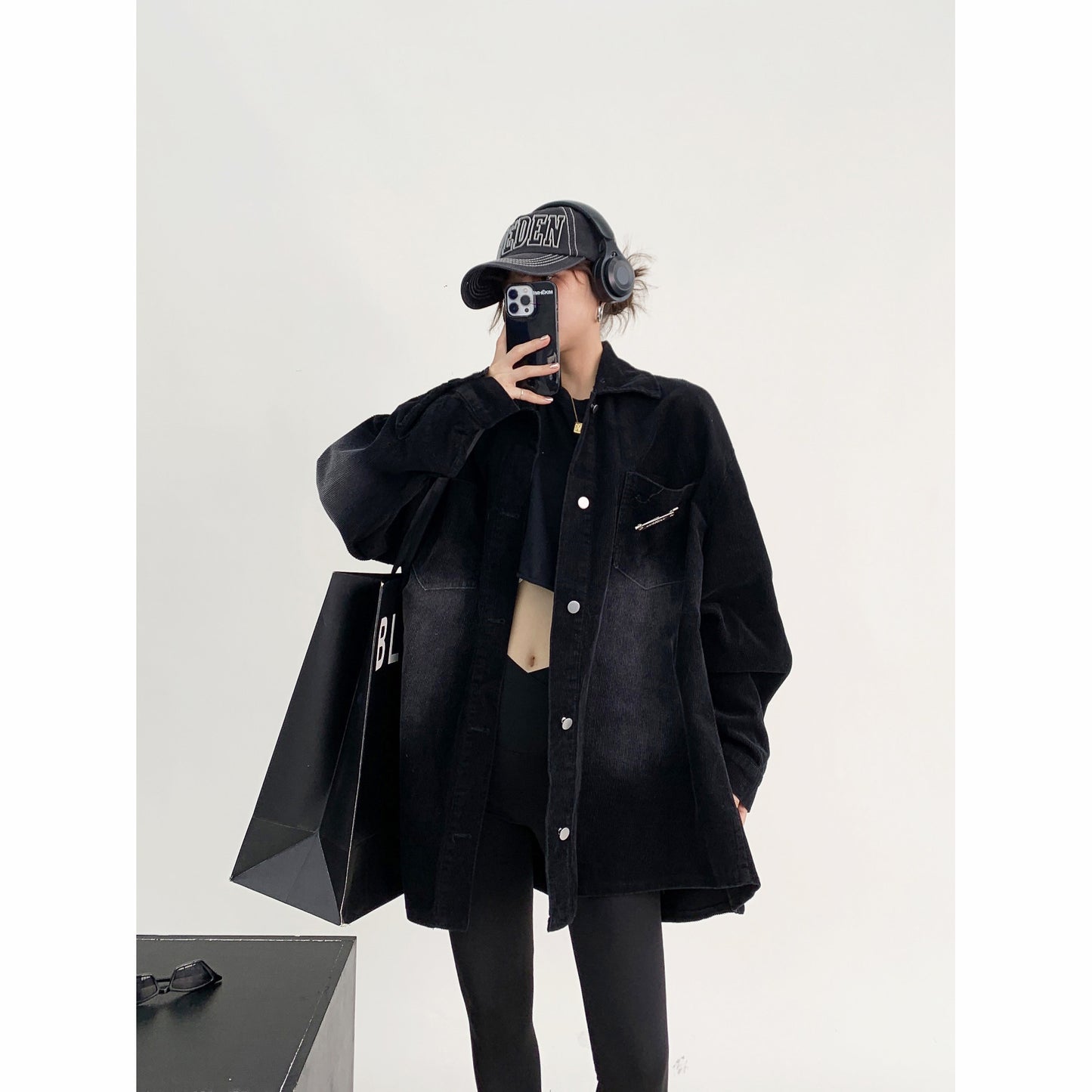 美式レトロ・ヴィンテージ加工コーデュロイシャツジャケット（AVN007）