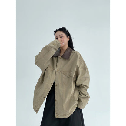 バイカラー襟 ヴィンテージ風デニムジャケット（AVN076）