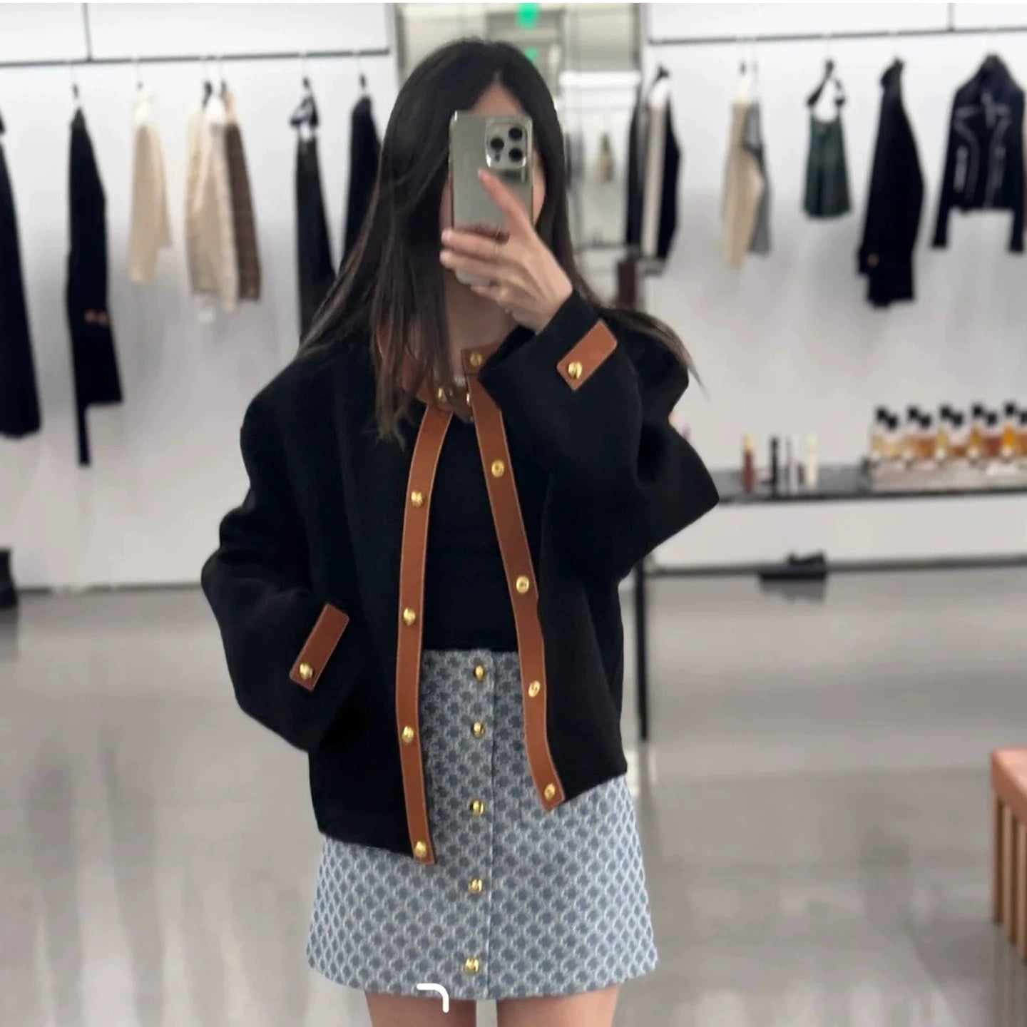 ラウンドネックショートコート（HU926）