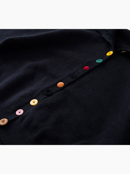 ハイネックカラフルボタンカーディガン｜上品カジュアル ニットトップス(HU295)