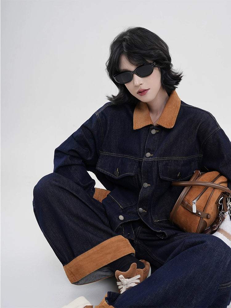 ツートーンデニムジャケット・パンツ｜韓系ヴィンテージスタイル（CZ109）