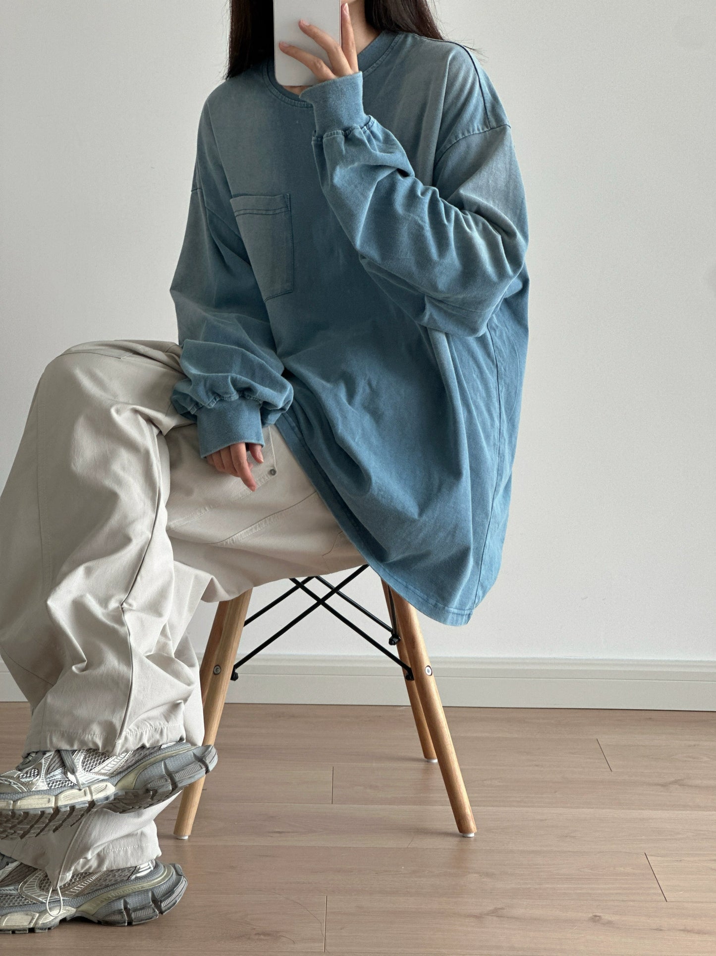 ウォッシュドロングスリーブTシャツ｜ヴィンテージ色落ちトップス（CZ029）