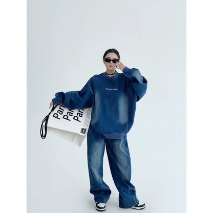 デニムウォッシュスウェット｜重厚ウォッシュ加工×ストリート（MF294）