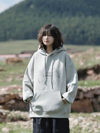 ゆるダボ・ヴィンテージプリント加絨フーディ(CA389)