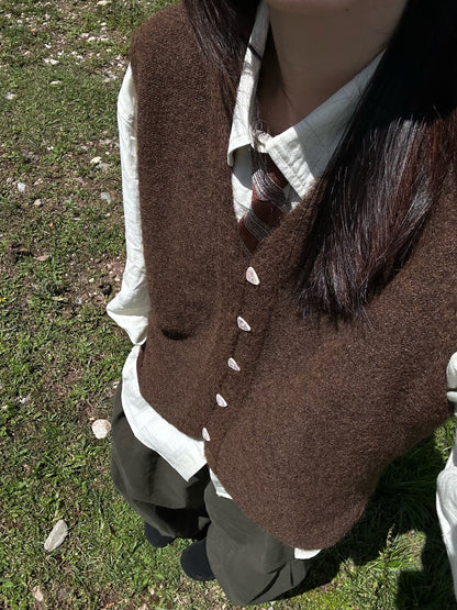 日系レトロ・羊毛混ニットベスト（AVN005）