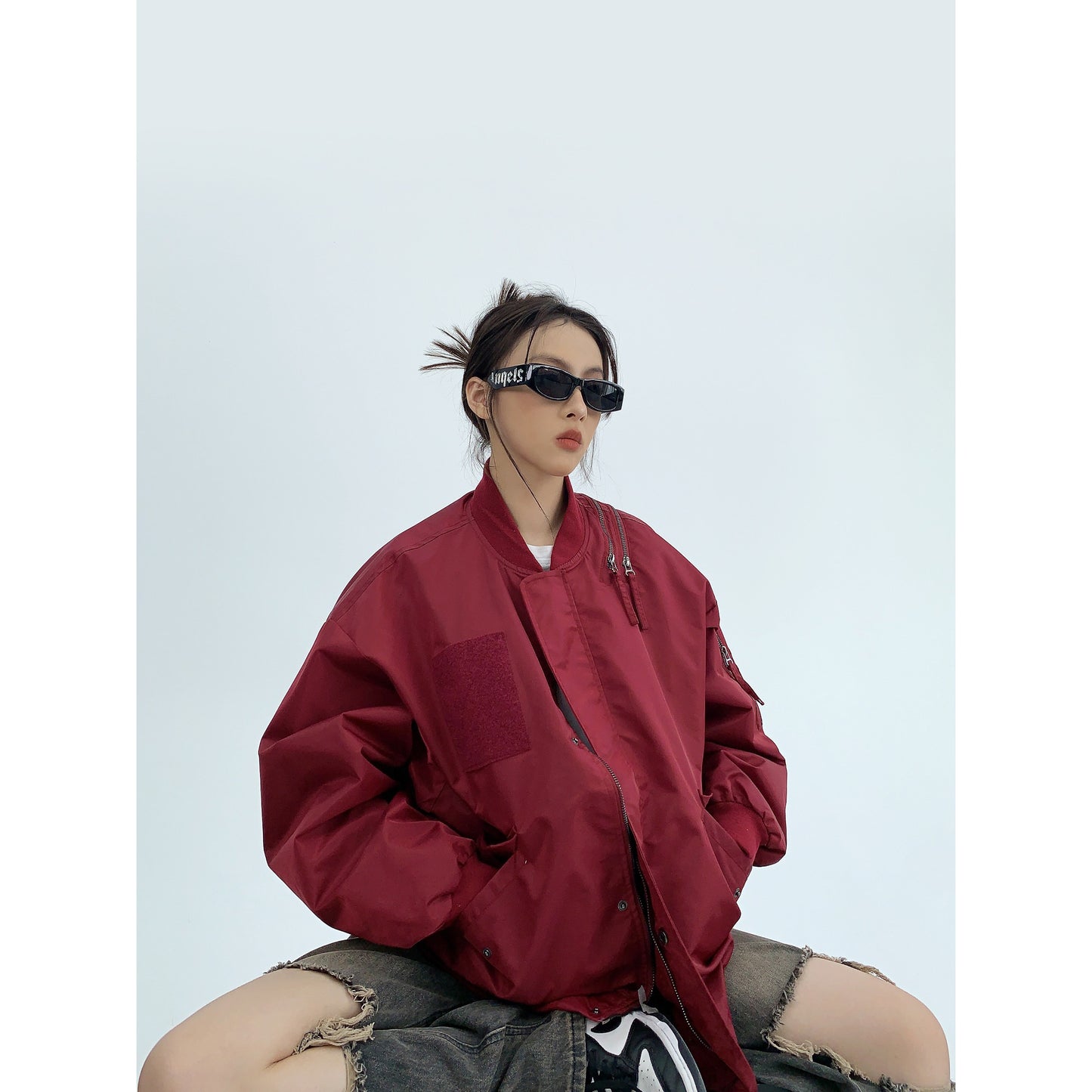 アメリカン廓形 オーバーサイズ ボンバージャケット（ジップ）（AVN070）