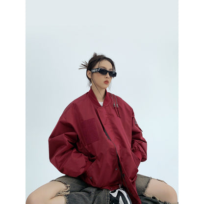 アメリカン廓形 オーバーサイズ ボンバージャケット（ジップ）（AVN070）