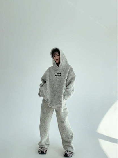 加厚ボア裏地 オーバーサイズ 刺繍フーディー・ストレートパンツ 別売り（AVN043）