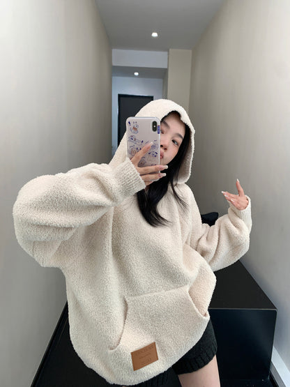 ソフトニット 加厚 オーバーサイズ フーディニット（AVN065）