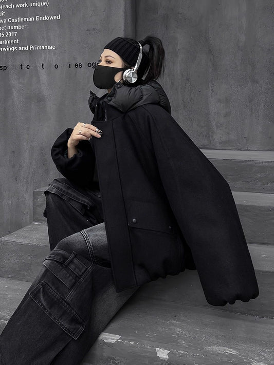 フード羽織ダウンコート（HU599）